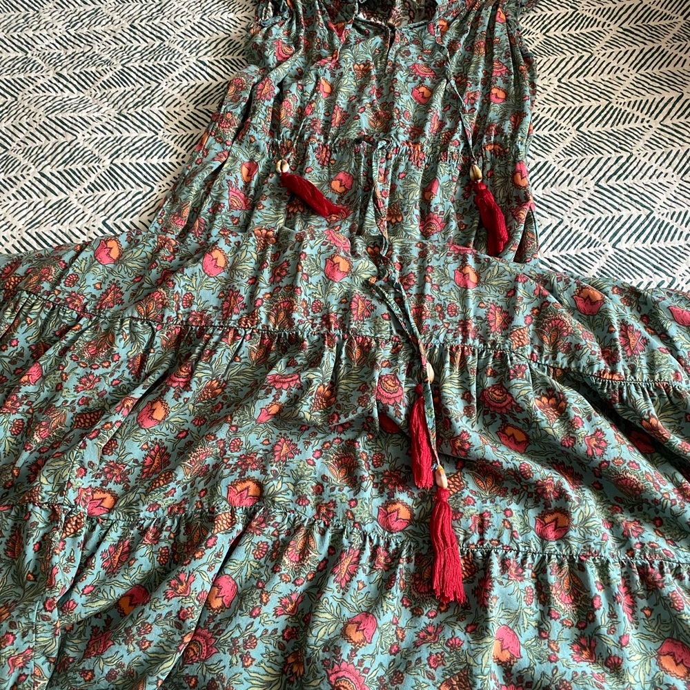 Floral Maxi Dress with Tassels